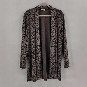 Month of Sundays Long Open Cardigan 1X Lightweight Long Sleeve Animal Print
